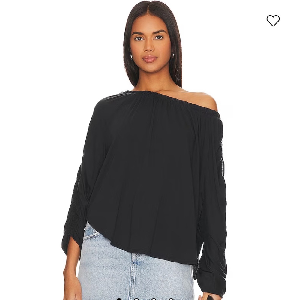 Free People Serenade boatneck Tee in Black‎